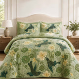 Hummingbird Botanical Garden Quilted 3-Piece Bedding Set