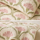 H.PAI Blush Floral Meadow Quilted 3-Piece Bedding Set