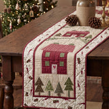 Christmas Rustic Floral Appliqué Quilted Table Runner