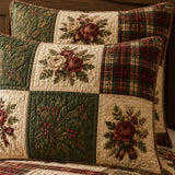 Christmas Rose Patchwork Quilted 3-Piece Bedding Set