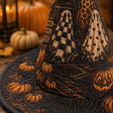 H.PAI Gothic Halloween Haunted Pumpkin Handcrafted Quilted Witch Hat