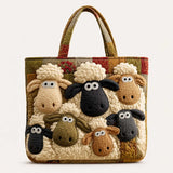 Whimsical Sheep Quilted Tote Bag