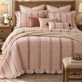 Stripe Ruffle Jacquard 100% Cotton Reversible Quilted 3-Piece Bedding Set