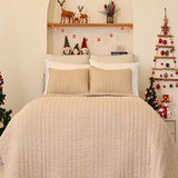 Solid 100% Cotton Bed Cover 3‑Piece Set Quilted