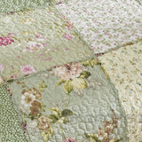 Rose Cottage Patchwork Quilted 3-Piece Bedding Set
