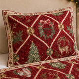 Reindeer Christmas Trellis Quilted 3-Piece Bedding Set