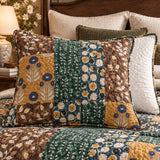 Botanical Floral Patchwork Quilted 3-Piece Bedding Set