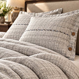 Vintage Botanical Leaf Linen 4-Piece Duvet Cover Bedding Set