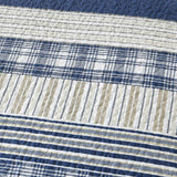 Blue Grey Buffalo Check Patchwork Quilted 3‑Piece Bedding Set