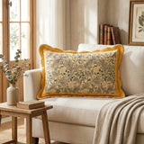 Yellow Quilted Scalloped Edge Rectangular Throw Pillow Cover