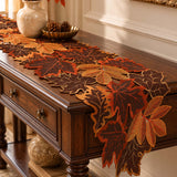 Autumn Maple Oak Leaf Cutout Fall Table Runner