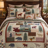 Northwoods Wildlife Patchwork Quilted 3-Piece Bedding Set