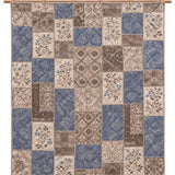 Vintage Blue Botanical Patchwork Quilted 3-Piece Bedding Set
