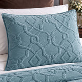 Geometric Velvet Solid Color Quilted 3-Piece Bedding Set