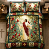 H.PAI Jesus Cardinal Faith Quilted 3-Piece Bedding Set