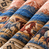 Western Horse Patchwork Quilted 3-Piece Bedding Set
