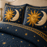Celestial Sun Moon Mystic Garden Quilted 3-Piece Bedding Set