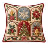 Traditional Christmas Motif & Plaid Quilted Pillow Covers 2-Piece Set