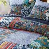 Indigo Paisley Patchwork Quilted 3-Piece Bedding Set