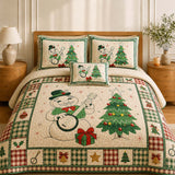 Snowman Christmas Melody Quilted 3-Piece Bedding Set