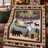 Woodland Bear and Moose Patchwork Quilted 3-Piece Bedding Set