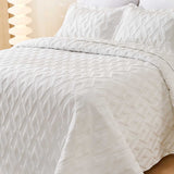 Washed Cotton Solid Color Quilted 3‑Piece Bedding Set