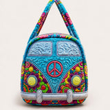 Hippie Peace Joy Quilted Duffle Bag
