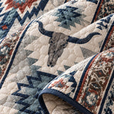 Western Longhorn Cow Skull Quilted 3-Piece Bedding Set