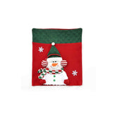 3D Plush Santa Snowman Reindeer Christmas Chair Covers, Red & Green Xmas Dining Chair Back Slipcovers