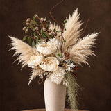 Ivory Peony Pampas Grass Dried Flower Bouquet