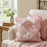 Vintage Floral Patchwork Cotton Quilted Pillow Cover
