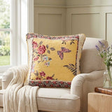Yellow Butterfly Floral Quilted Pillow Cover