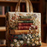 Artistic Book Scroll Floral Quilted Tote Bag
