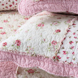Rose Cottage Patchwork Quilted 3-Piece Bedding Set