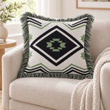 Southwestern Fringe Geometric Knitted Pillow Cover