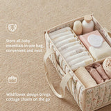 Whimsical Forest Quilted Beige Diaper Caddy Organizer