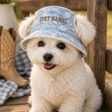 Personalized Flower Quilted Dog Hat – Custom Pet Name With Ear Holes