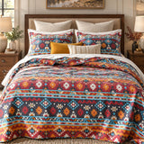 Southwestern Geometric Reversible 100% Cotton Quilted 3-Piece Bedding Set