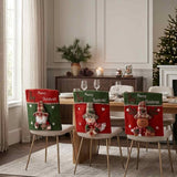 3D Plush Figure Christmas Dining Chair Covers, Merry Christmas Letter Chair Back Slipcovers for Xmas Table Decor