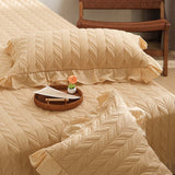 Sage Leaf Double-Layer Gauze Quilted 3-Piece Bedding Set