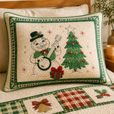 Snowman Christmas Melody Quilted 3-Piece Bedding Set