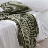Classic Stripe Knitted Throw Blanket & Pillow Cover Set