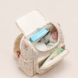 Floral Quilted Baby Diaper Bag Backpack With Stroller Straps