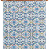 Pastel Blue Botanical Medallion Reversible 100% Cotton Quilted Bedding Set