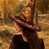 H.PAI Autumn Fox Woodland Cottage Handcrafted Quilted Witch Hat