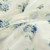 Blue Floral Ring Cottage Reversible 100% Cotton Quilted 3-Piece Bedding Set