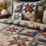 H.PAI Vintage Patchwork Quilted 3-Piece Bedding Set – Classic Americana Quilted Bedding With Matching Pillow Shams