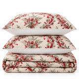 Christmas Berry Botanical Quilted 3-Piece Bedding Set