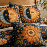Celestial Sunflower Moonlight Quilted 3-Piece Bedding Set