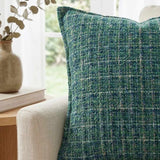 Dark Green Tweed Grid Throw Pillow Cover